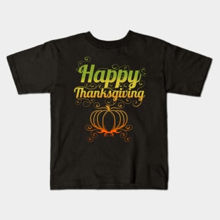 Pumpkin With Ornaments Logo For Happy Thanksgiving Kids T-Shirt